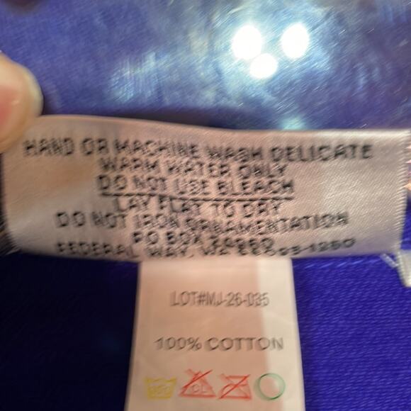 Christine Alexander S purple blue 💯cotton jean jacket Swarovski buttons nwt - Picture 10 of 12